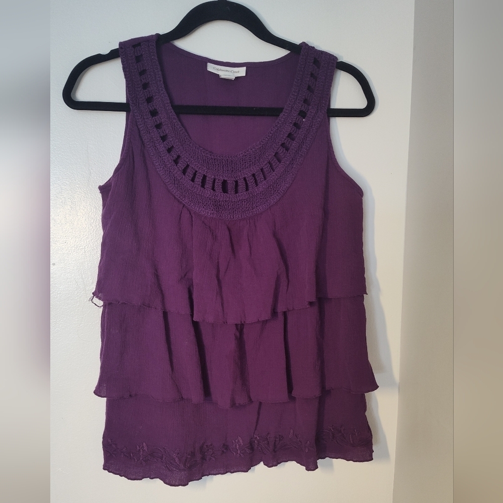 Coldwater Creek Rich Purple Layered Blouse